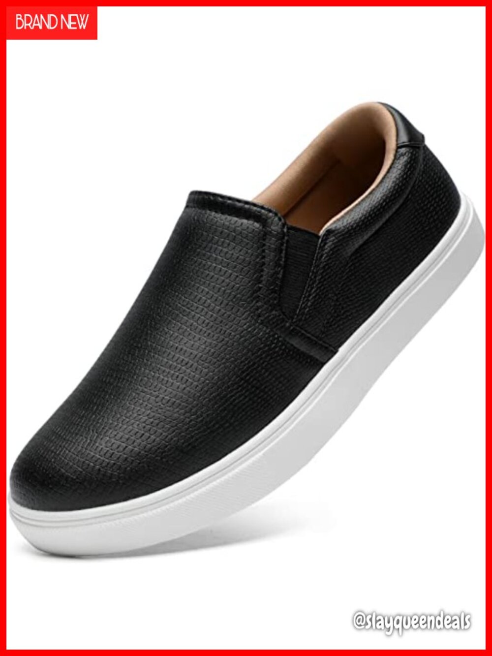 Vegan Faux Leather Slip On Loafers Memory Foam Lightweight